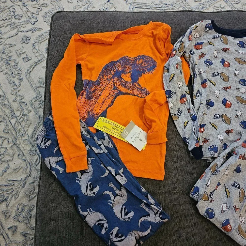 Carter's Kids Boys Orange & Gray Two Piece Pajamas Set Size 8 -Pack Of 2